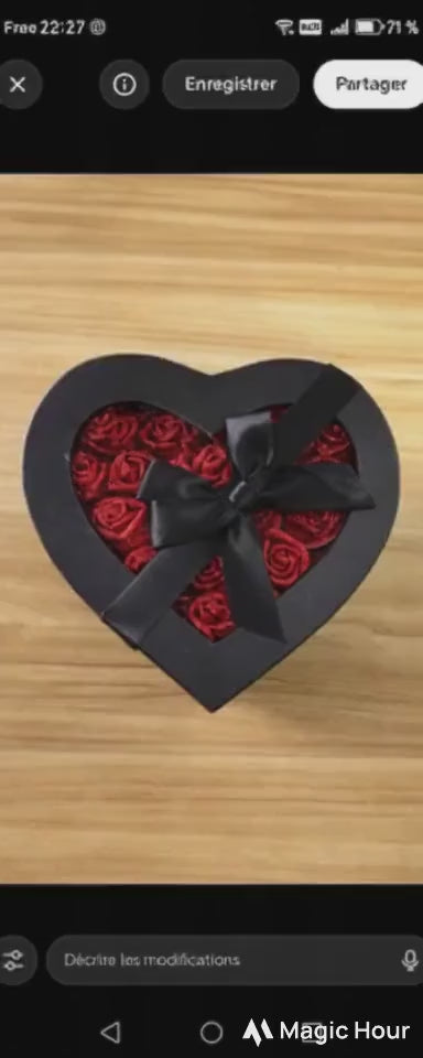 Coffret Rose Éternelle Rouge – Boîte Cœur Luxe